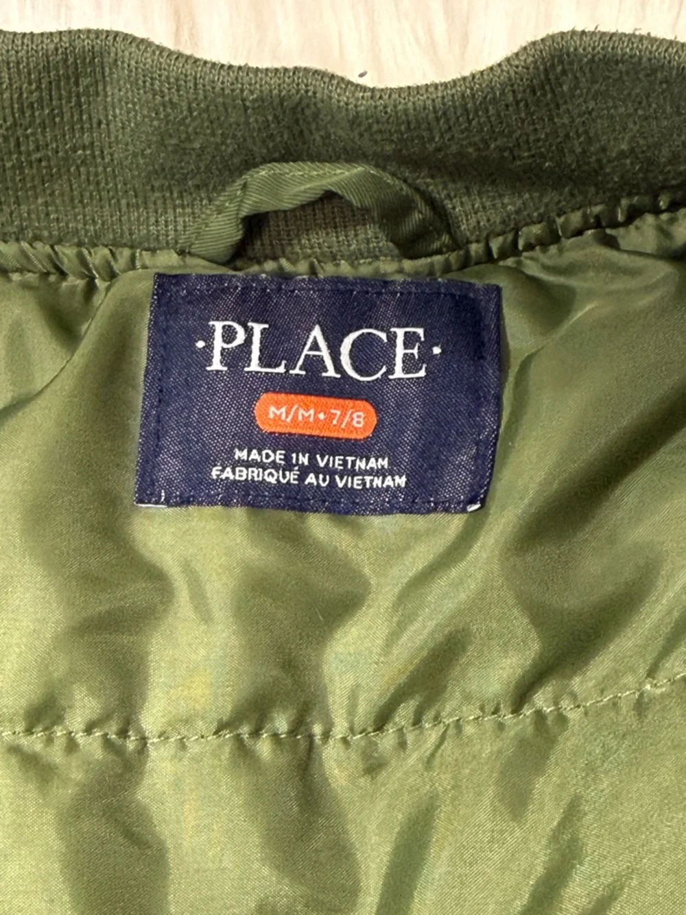 The Children’s Place Green Lightweight Bomber Zip Up Jacket - Boys Size M (7/8)